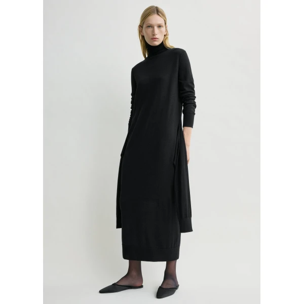 Totême Double-sleeve turtleneck dress in Black - Dresses - Scandinavian Minimalist Luxury at Coveti