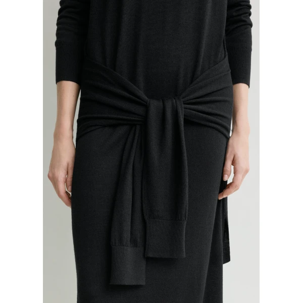 Totême Double-sleeve turtleneck dress in Black - Dresses - Scandinavian Minimalist Luxury at Coveti
