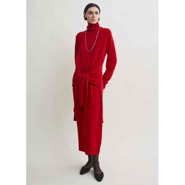 Totême Double-sleeve turtleneck dress in Poppy - Dresses - Scandinavian Minimalist Luxury at Coveti