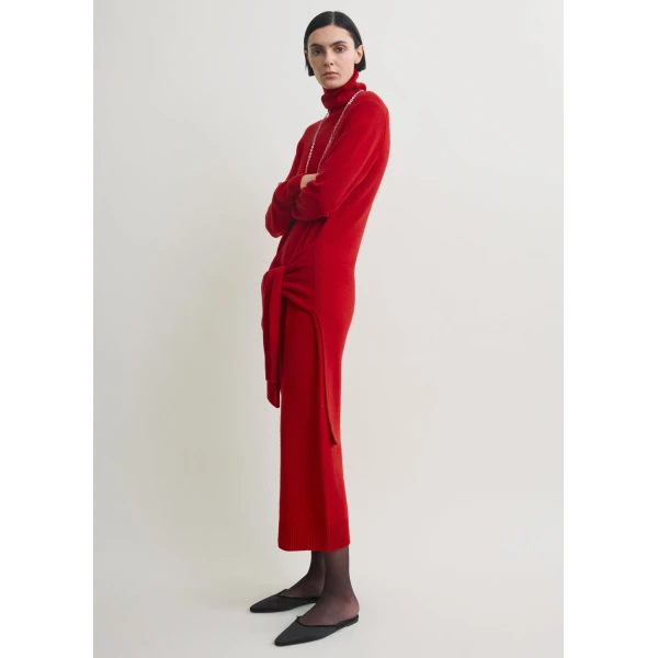 Totême Double-sleeve turtleneck dress in Poppy - Dresses - Scandinavian Minimalist Luxury at Coveti