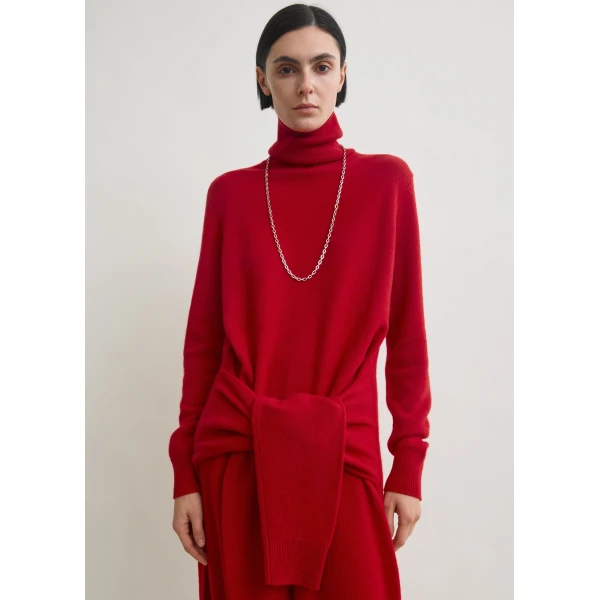 Totême Double-sleeve turtleneck dress in Poppy - Dresses - Scandinavian Minimalist Luxury at Coveti
