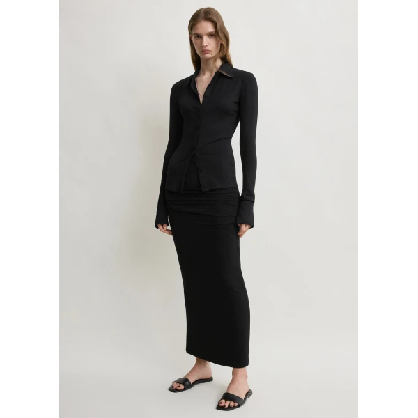 Totême Draped jersey skirt in Black - Skirts - Scandinavian Minimalist Luxury at Coveti