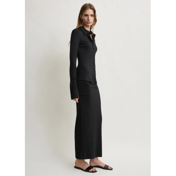 Totême Draped jersey skirt in Black - Skirts - Scandinavian Minimalist Luxury at Coveti
