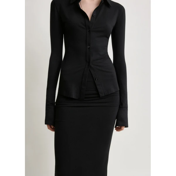 Totême Draped jersey skirt in Black - Skirts - Scandinavian Minimalist Luxury at Coveti