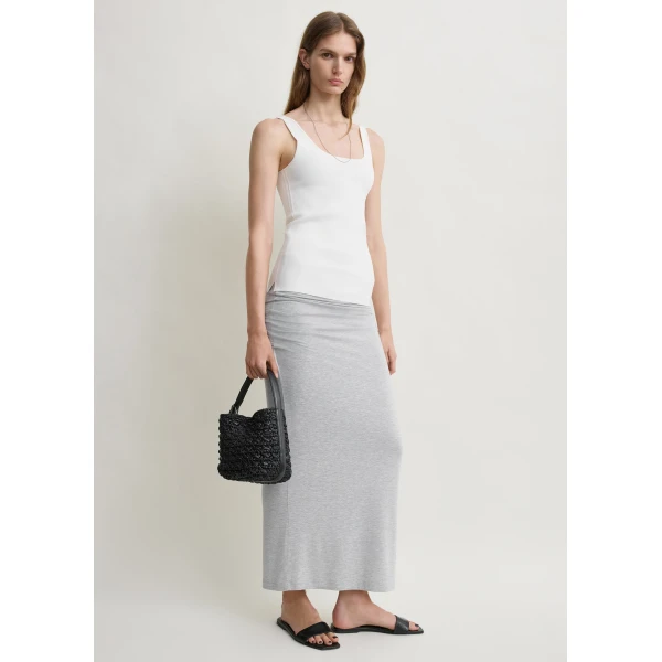 Totême Draped jersey skirt pale grey mélange in Pale grey melange - Skirts - Scandinavian Minimalist Luxury at Coveti
