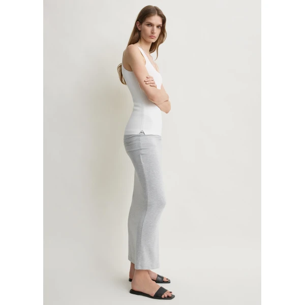 Totême Draped jersey skirt pale grey mélange in Pale grey melange - Skirts - Scandinavian Minimalist Luxury at Coveti
