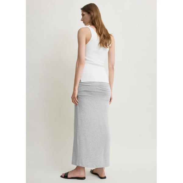 Totême Draped jersey skirt pale grey mélange in Pale grey melange - Skirts - Scandinavian Minimalist Luxury at Coveti