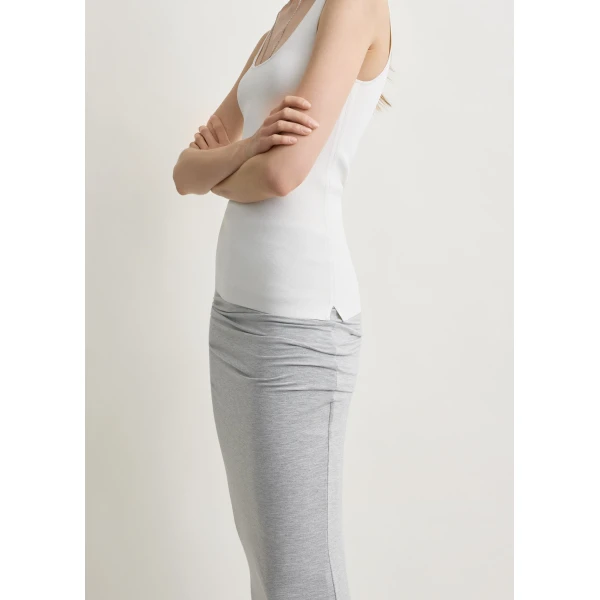 Totême Draped jersey skirt pale grey mélange in Pale grey melange - Skirts - Scandinavian Minimalist Luxury at Coveti