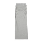 Totême Draped jersey skirt pale grey mélange in Pale grey melange - Skirts - Scandinavian Minimalist Luxury at Coveti