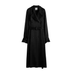 Totême Draped satin trench in Black - Coats - Scandinavian Minimalist Luxury at Coveti