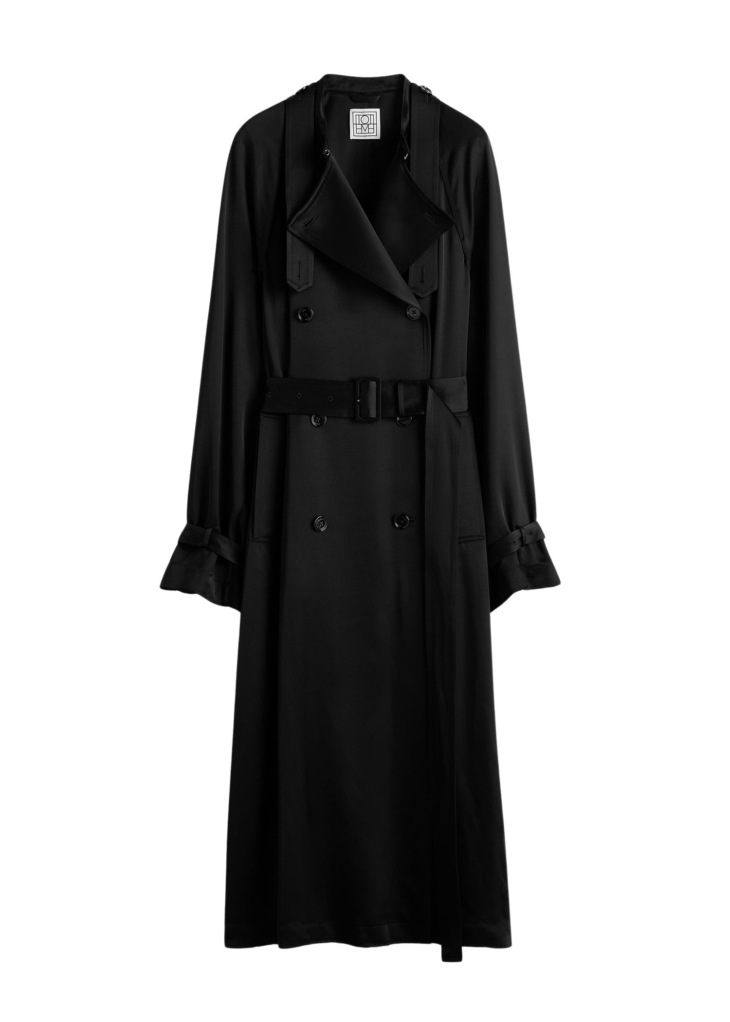 Toteme Draped satin trench in Black Coat