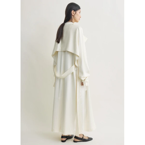 Totême Draped satin trench in Off-white - Coats - Scandinavian Minimalist Luxury at Coveti