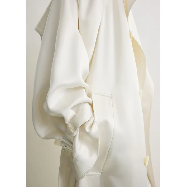 Totême Draped satin trench in Off-white - Coats - Scandinavian Minimalist Luxury at Coveti