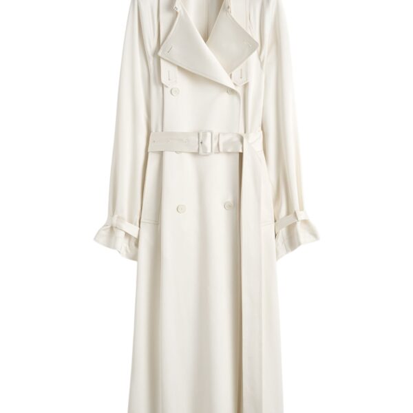 Totême Draped satin trench in Off-white - Coats - Scandinavian Minimalist Luxury at Coveti
