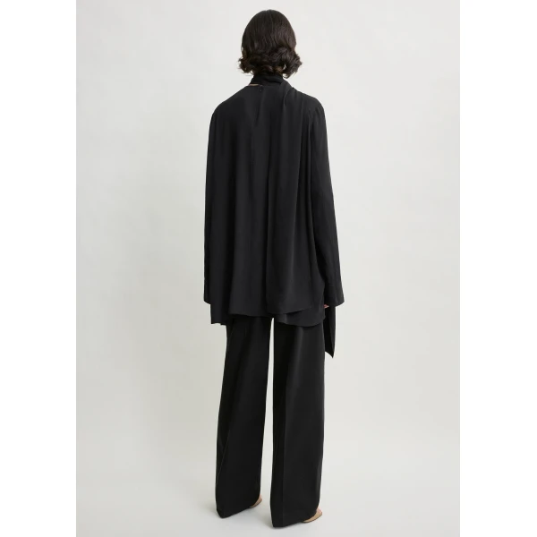 Totême Draped scarf blouse in Black - Tops - Scandinavian Minimalist Luxury at Coveti