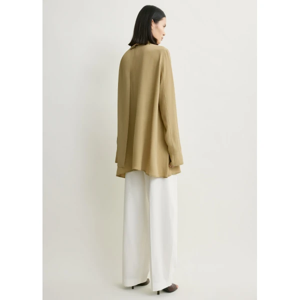 Totême Draped scarf blouse in Desert - Tops - Scandinavian Minimalist Luxury at Coveti