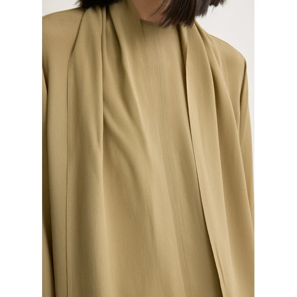 Totême Draped scarf blouse in Desert - Tops - Scandinavian Minimalist Luxury at Coveti