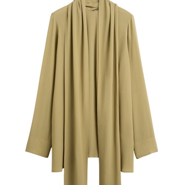 Totême Draped scarf blouse in Desert - Tops - Scandinavian Minimalist Luxury at Coveti