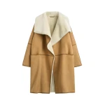 Totême Draped shearling coat in Tan - Coats - Scandinavian Minimalist Luxury at Coveti