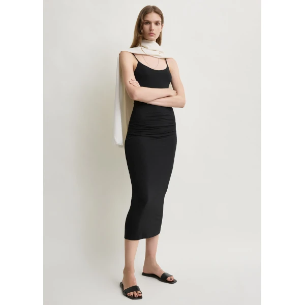 Totême Draped slip dress in Black - Dresses - Scandinavian Minimalist Luxury at Coveti