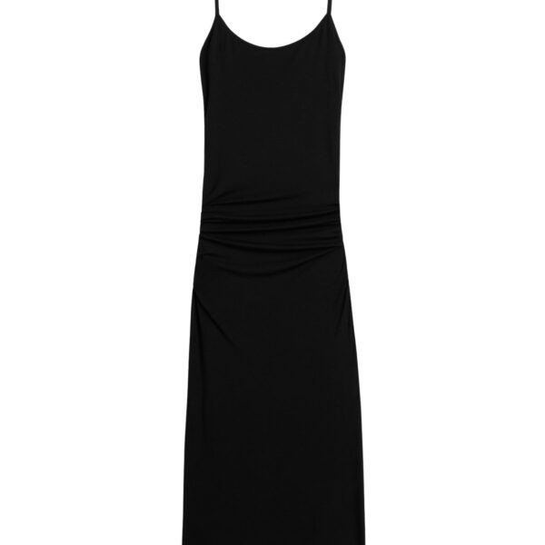 Totême Draped slip dress in Black - Dresses - Scandinavian Minimalist Luxury at Coveti