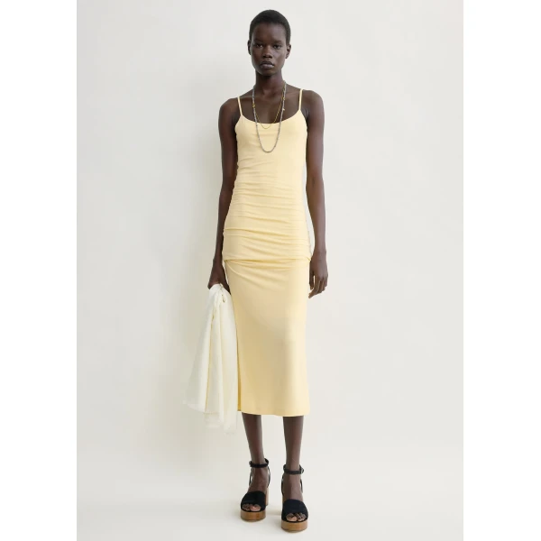 Totême Draped slip dress in Buttercup - Dresses - Scandinavian Minimalist Luxury at Coveti