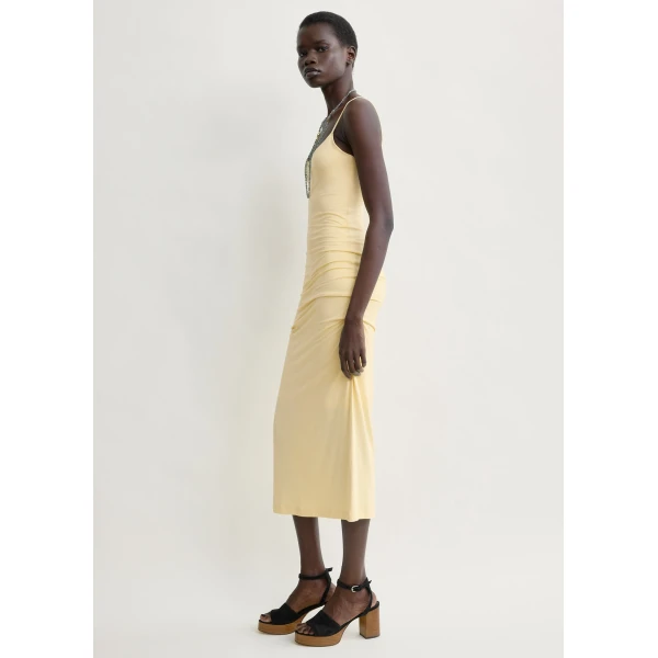 Totême Draped slip dress in Buttercup - Dresses - Scandinavian Minimalist Luxury at Coveti