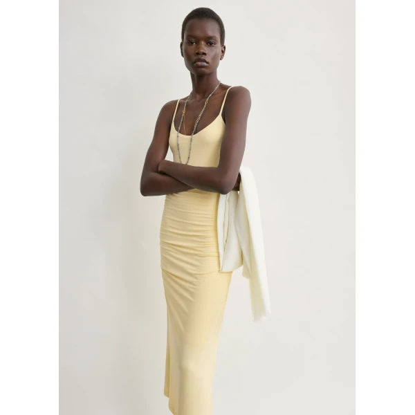 Totême Draped slip dress in Buttercup - Dresses - Scandinavian Minimalist Luxury at Coveti
