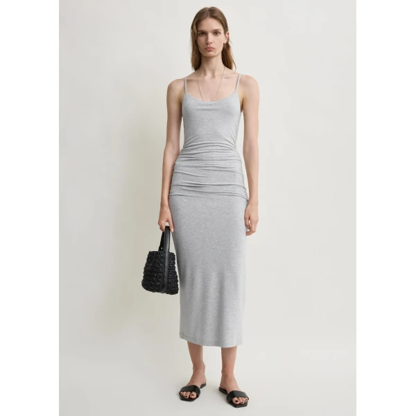 Totême Draped slip dress pale grey mélange in Pale grey melange - Dresses - Scandinavian Minimalist Luxury at Coveti