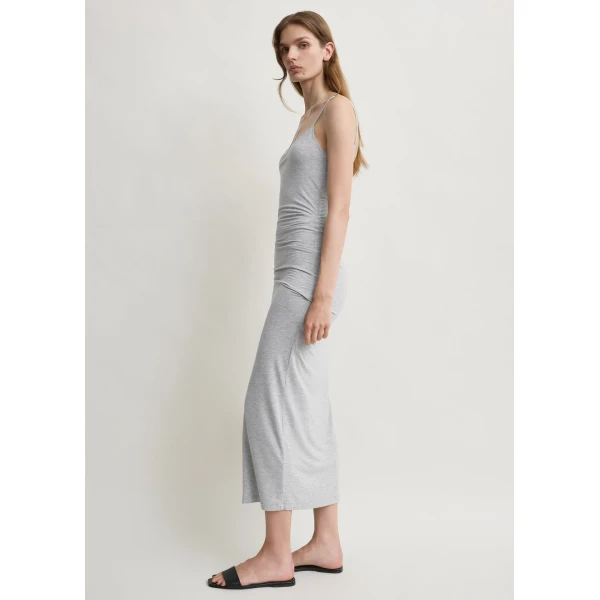 Totême Draped slip dress pale grey mélange in Pale grey melange - Dresses - Scandinavian Minimalist Luxury at Coveti