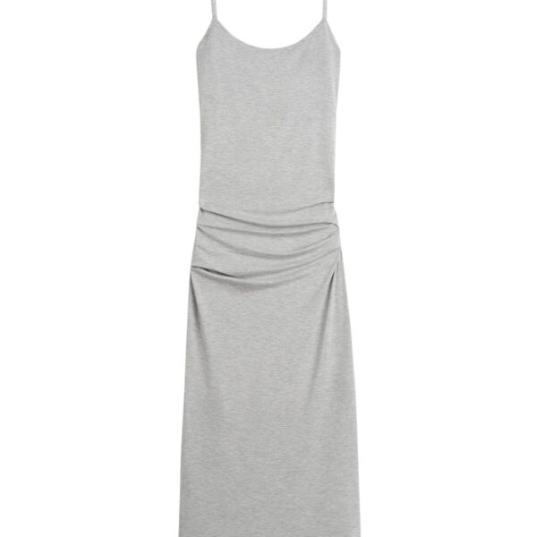 Totême Draped slip dress pale grey mélange in Pale grey melange - Dresses - Scandinavian Minimalist Luxury at Coveti