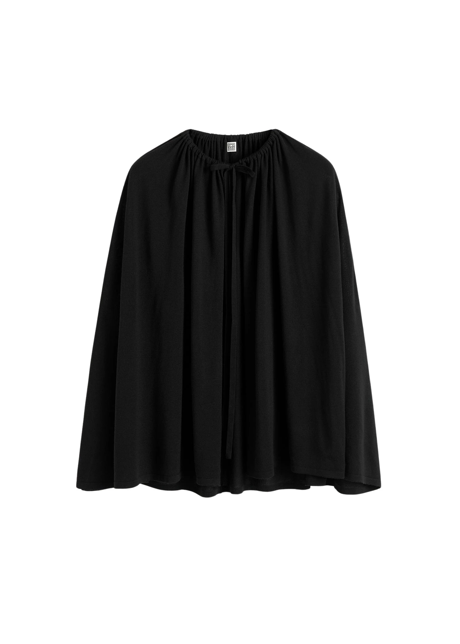 Toteme-Drawstring-cape-in-Black80153_nobg Totême Drawstring cape in Black - Knitwear - Scandinavian Minimalist Luxury at Coveti