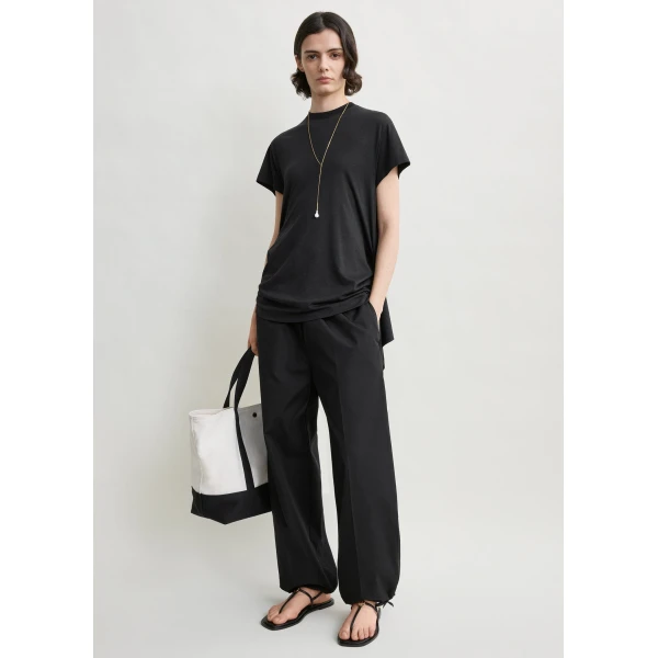 Totême Drawstring cotton trousers in Black - Pants - Scandinavian Minimalist Luxury at Coveti