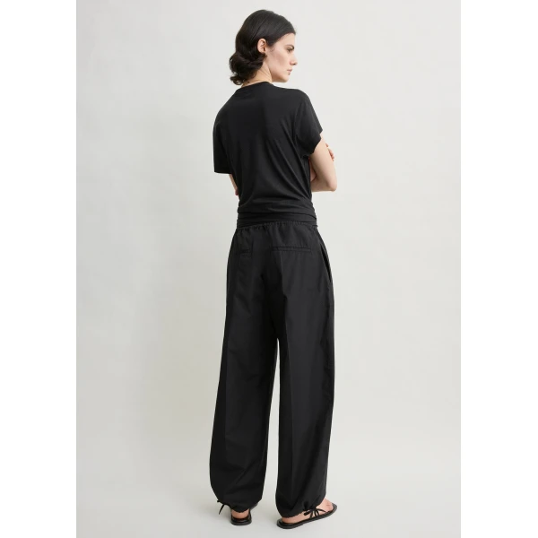Totême Drawstring cotton trousers in Black - Pants - Scandinavian Minimalist Luxury at Coveti