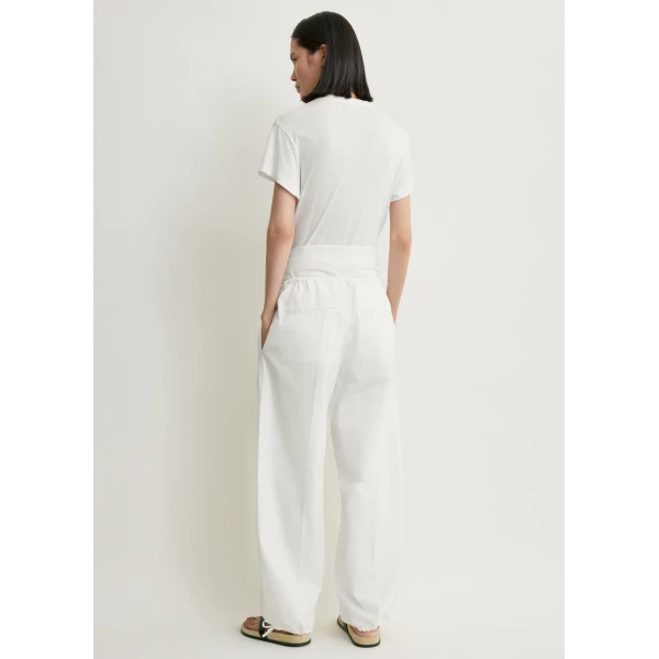 Totême Drawstring cotton trousers in White - Pants - Scandinavian Minimalist Luxury at Coveti