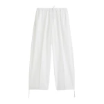Totême Drawstring cotton trousers in White - Pants - Scandinavian Minimalist Luxury at Coveti