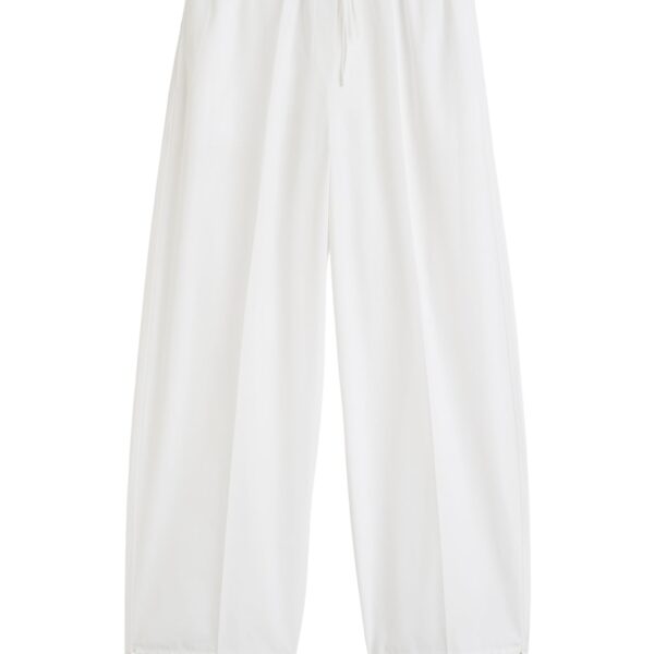 Totême Drawstring cotton trousers in White - Pants - Scandinavian Minimalist Luxury at Coveti