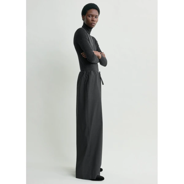 Totême Drawstring dinner trousers in Charcoal melange - Pants - Scandinavian Minimalist Luxury at Coveti