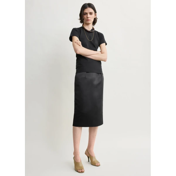 Totême Duchess satin pencil skirt in Black - Skirts - Scandinavian Minimalist Luxury at Coveti