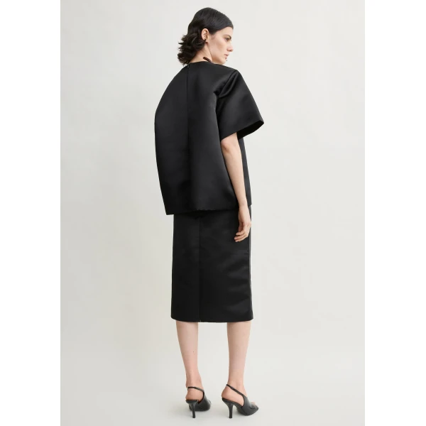 Totême Duchess satin tee in Black - Tops - Scandinavian Minimalist Luxury at Coveti