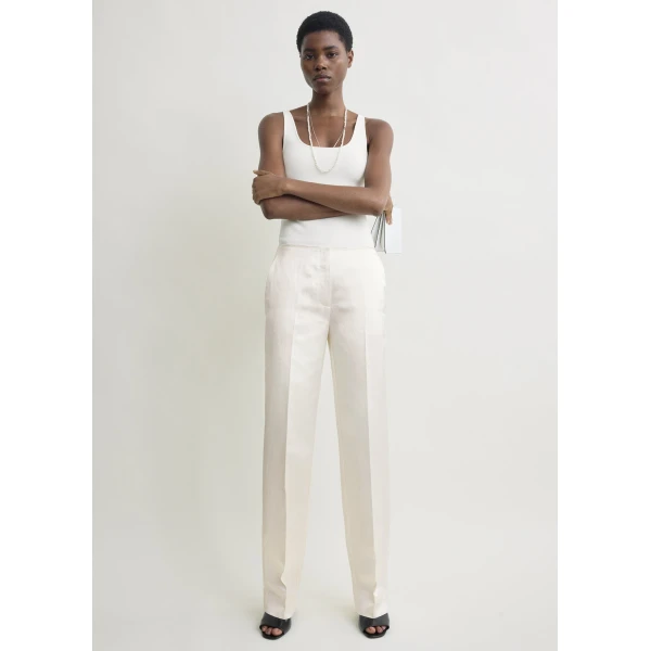 Totême Easy raw edge trousers in White - Pants - Scandinavian Minimalist Luxury at Coveti