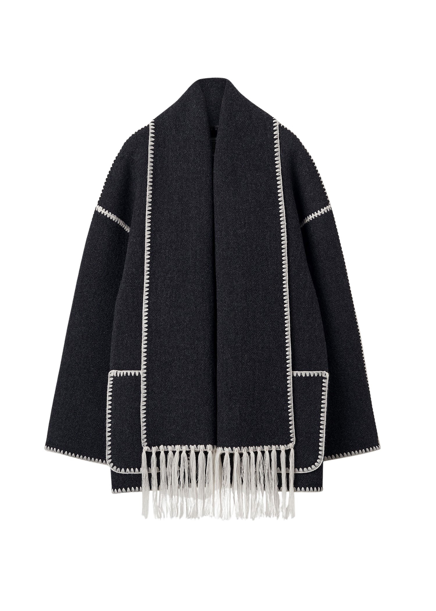 Toteme Embroidered scarf jacket dark grey mélange in Dark grey melange