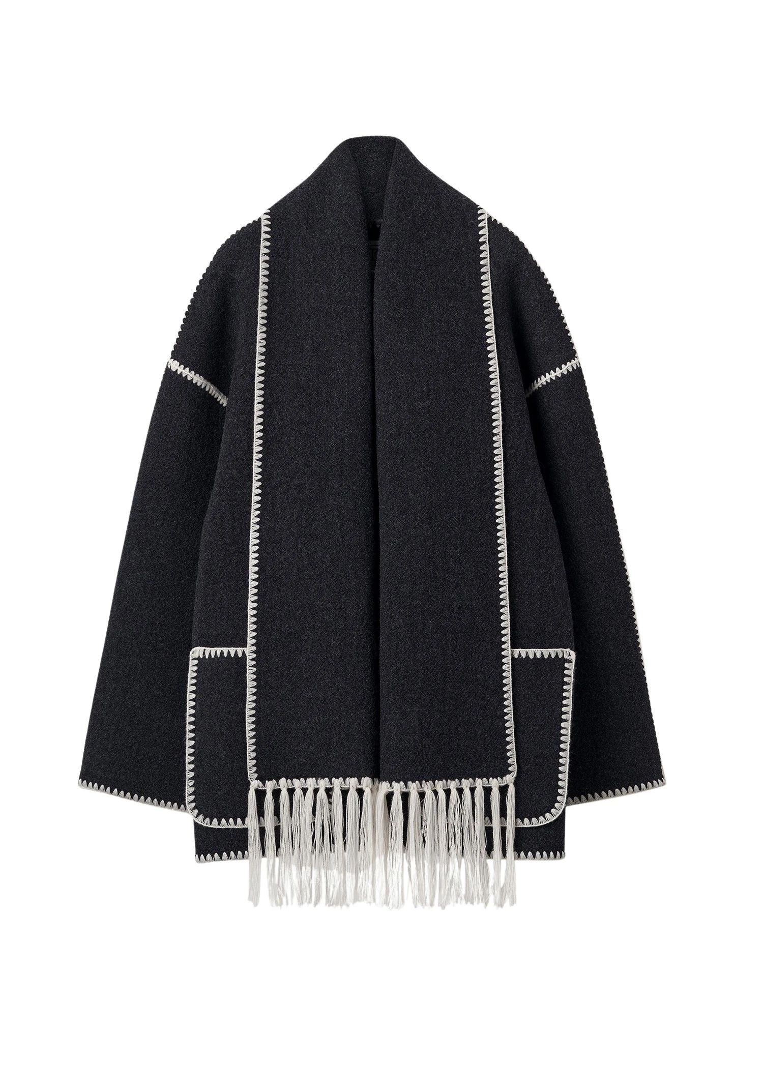 Toteme-Embroidered-scarf-jacket-dark-grey-melange-in-Dark-grey-melange77059_nobg Totême Embroidered scarf jacket dark grey mélange in Dark grey melange - Jackets - Scandinavian Minimalist Luxury at Coveti