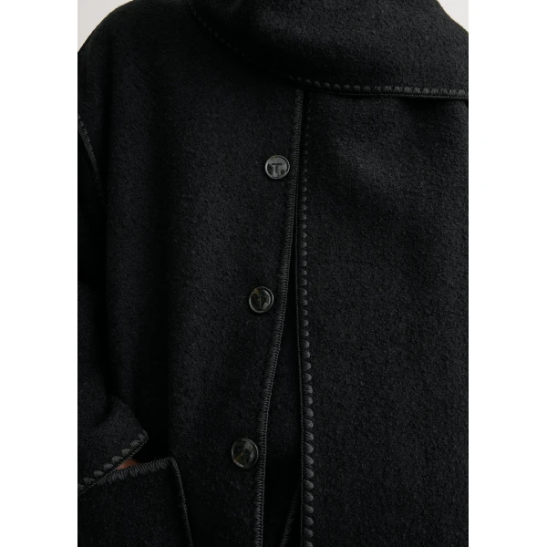 Totême Embroidered scarf jacket in Black - Jackets - Scandinavian Minimalist Luxury at Coveti