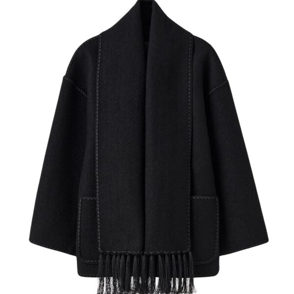 Totême Embroidered scarf jacket in Black - Jackets - Scandinavian Minimalist Luxury at Coveti