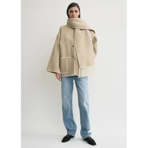 Totême Embroidered scarf jacket in Harvest - Jackets - Scandinavian Minimalist Luxury at Coveti