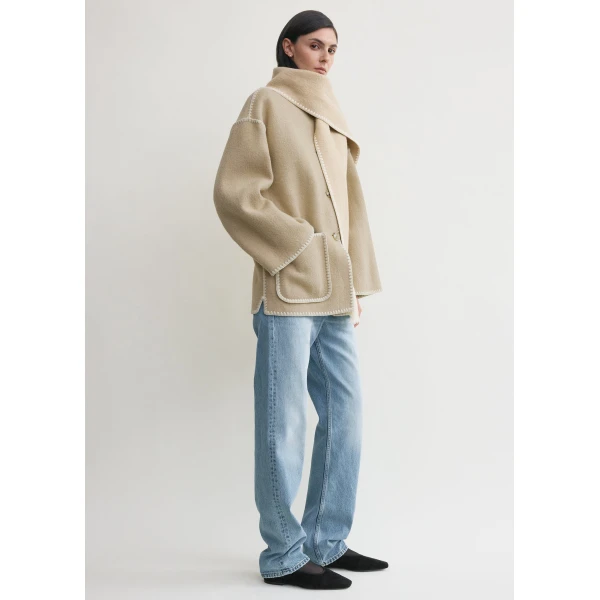 Totême Embroidered scarf jacket in Harvest - Jackets - Scandinavian Minimalist Luxury at Coveti