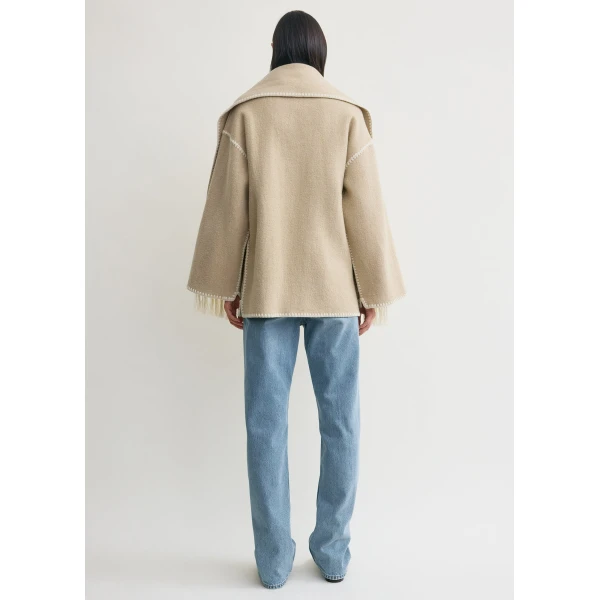Totême Embroidered scarf jacket in Harvest - Jackets - Scandinavian Minimalist Luxury at Coveti