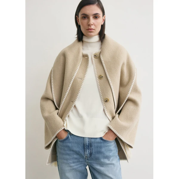 Totême Embroidered scarf jacket in Harvest - Jackets - Scandinavian Minimalist Luxury at Coveti