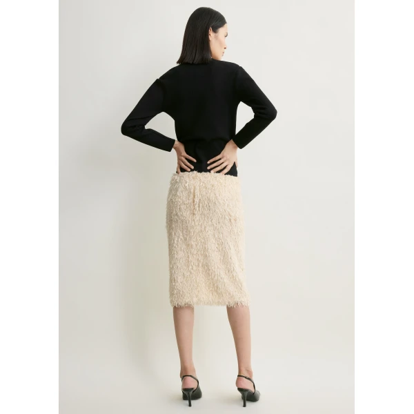Totême Feathered-jersey skirt in Eggshell - Skirts - Scandinavian Minimalist Luxury at Coveti